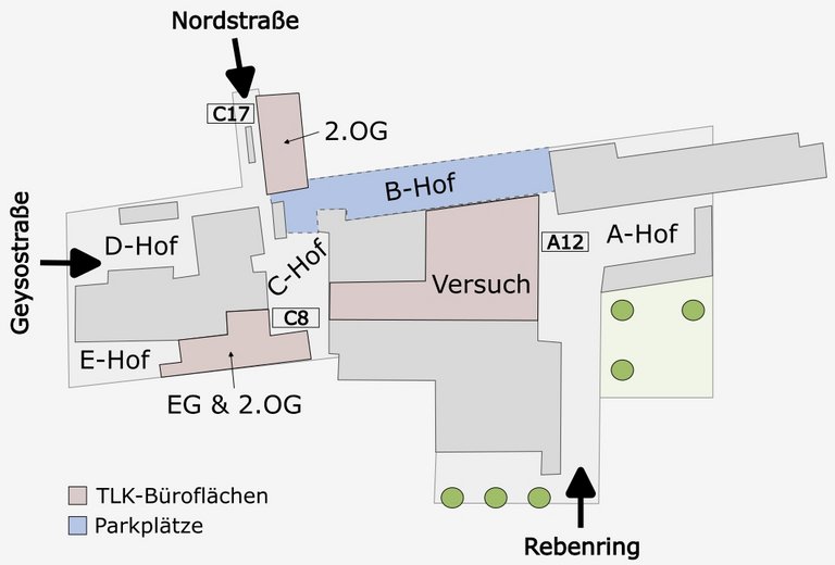 Detaillierte Ansicht des Firmenstandorts Detaillierte Ansicht des Firmenstandorts der TLK-Thermo im Rebenpark